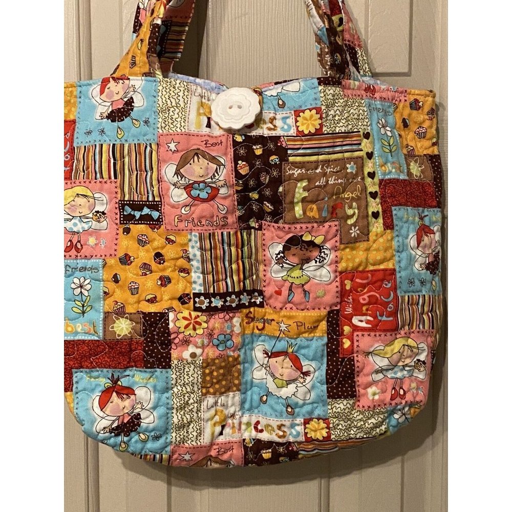 Patchwork Style & Look Fabric Tote Bag 13” X 17” … - image 3